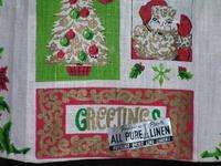 Parisian Prints 1960s Printed Linen Tea Towel Christmas  