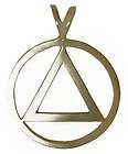 AA Alcoholics Anonymous Jewelry Pendant, Antiqued Brass, Large Symbol 