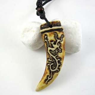Cool mens tribal Ethnic Yak Bone Amulet Pendant Necklace RH057  