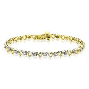  10K Yellow Gold 1/2 ct. Diamond Heart Bracelet Katarina Jewelry