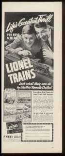 1939 Lionel electric toy train set photo print ad  