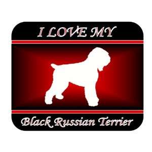  I Love My Black Russian Terrier Dog Mouse Pad   Red 