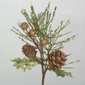  Club Pack of 24 Artificial Green Glittered Pine Cone and 