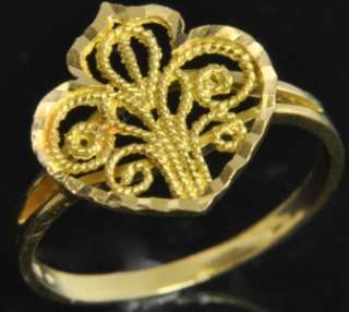   Vintage Yellow 21K Solid Gold Filigree Heart Heart Ring 7.5  