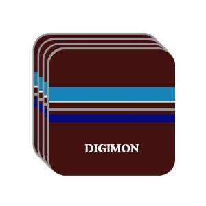 Personal Name Gift   DIGIMON Set of 4 Mini Mousepad Coasters (blue 