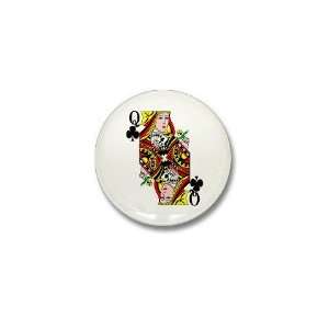    Queen of Clubs Poker Mini Button by  Patio, Lawn & Garden