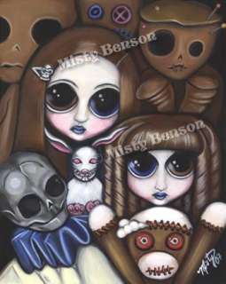 gothic twin sister art toys sock monkey skeleton doll voodoo big eye 