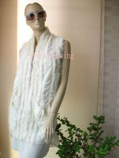 new real rabbit and wool line fur vest/coat (white)  