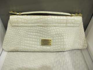 Brand New Alexis Hudson White Croco Alta Clutch Purse Handbag  