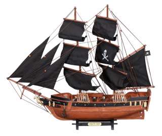 23 Pirate Ship Black Sailboat Wood Model Nautical  