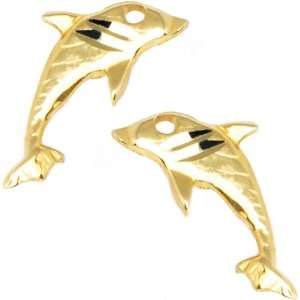  14k Yellow Gold Fish Stud Earrings Jewelry