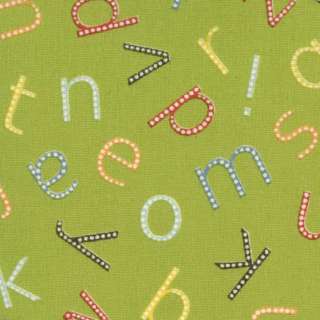   Punctuation Alphabet Letters ABCs Green Fat Quarter Fabric  