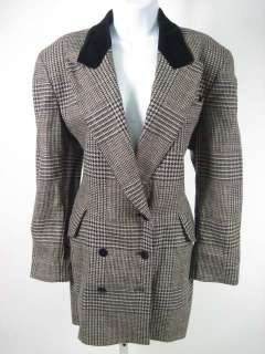 ESCADA Navy Blue Brown Wool Blazer Jacket Size 38  