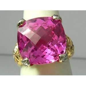  Gorgeous Pink Topaz & Diamond Ring 12cts 