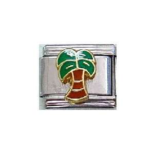    Clearly Charming Palm Tree Italian Charm Bracelet Link Jewelry