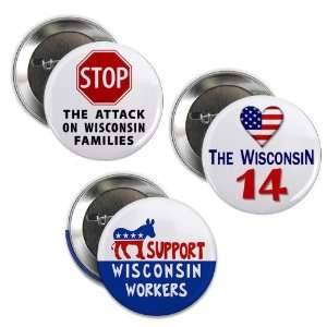 SUPPORT WISCONSIN WORKERS Politics 3 Pack of 2.25 inch 