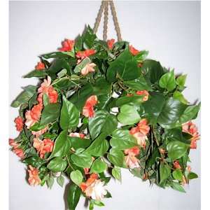  Silk Impatiens & Philodendron Hanging Basket