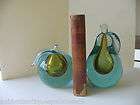 vintage murano 1960 s bookends pear peach yellow blue clear