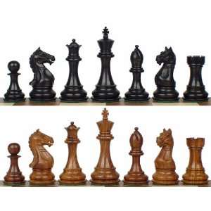 Fierce Knight Staunton Chess Set in Ebonized Boxwood & Golden Rosewood 