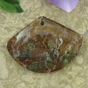    52mm Australian green brown opal fan shape pendant