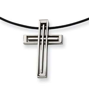   Stainless Steel Leather Cord Cross Necklace Vishal Jewelry Jewelry