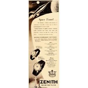 1956 Ad Zenith Watch Ladies 206 Mens 302 Spaceship Moon   Original 