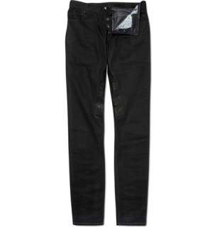   Clothing  Jeans  Slim jeans  Denim Jeans with Leather Panels
