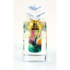   Painting Crystal Pink & Orange Floral Perfume Bottle   Closeout SALE