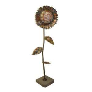   Hand Hammered Flame Finished Copper Sunflower 70 Tall
