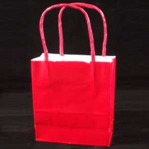 Bulk All Occasion Solid Color Paper Handle Gift Bags, Red, 4.5 Wide x 
