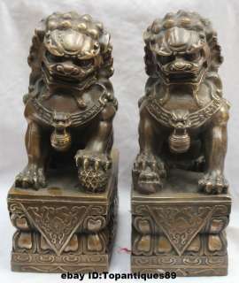 10 China Bronze Kupfer Feng Shui Guardian Lion Foo Fu Hund Statue 