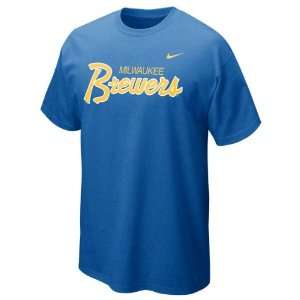 Milwaukee Brewers Royal Heather Nike Slidepiece T Shirt  