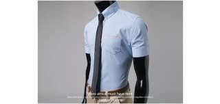 Bros mens Dress Casual Basic Slim Shirts Blue Stich .6  