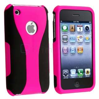 HOT PINK 3PIECE HARD CASE COVER FOR IPHONE 3G 3GS S  