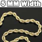 Mens 30 Inch Gold Plated 4 5 mm Classic French Rope Chain Diamond Cut 