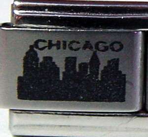 CHICAGO   9mm Laser Italian Charm   USA City  