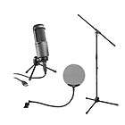 Audio Technica AT2020 USB Condenser Mic 10 Cable 2 Stands Stedman 