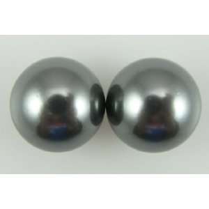  14mm silver shell pearl round beads half drilled earrings 