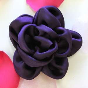 Satin Single Color Hand Made Corsage Fabric Flower Hat Hair Clip & Pin 