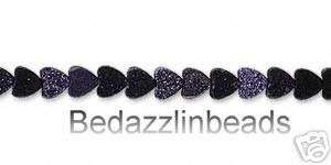 16 Inch Strand Blue Goldstone 4mm Flat Heart Beads  