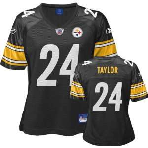  Ike Taylor Black Reebok Replica Pittsburgh Steelers Women 