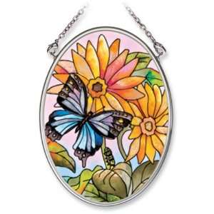   Daisies & Butterfly Stained Glass Suncatcher by Amia