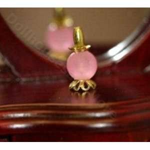  Dollhouse Miniature Perfume Pink Bottle with Gold Trim 
