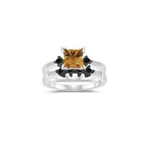   69 Cts Citrine Matching Ring Set in 14K White Gold 4.0 Jewelry