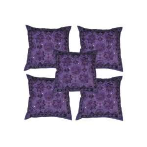 Traditional Handmade Cotton Cushion Cover Silk Thread Hand Embroidery 