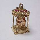 INCREDIBLE 14K GOLD DIAMOND AND RUBY CAROUSEL MOVABLE CHARM   MUST SEE 