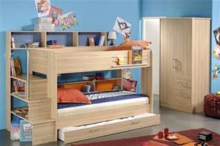 Kinderzimmer BIBOP Etagenbett + Kleiderschrank Buche NB  