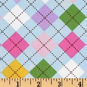 44 Wide Remix Argyle Pastels/Blue Fabric By The Yard 