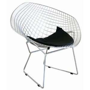  ChromeSteel/blackpad Bertoia Wire Side Chair with 