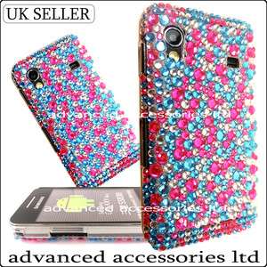  GALAXY ACE S5830 PINK BLUE MULTI DIAMOND CASE BLING CRYSTAL COVER